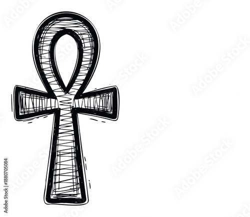 Ankh symbol in a handdrawn sketch style representing life and eternity, perfect for spiritual, mystical, or ancient history themed projects and educational materials