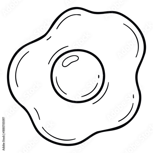 Simple hand drawn fried egg outline for food related educational materials breakfast menus cooking recipe blogs and healthy eating illustrations