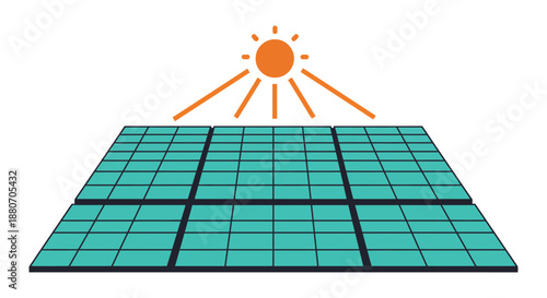 solar panel icon illustration depicting clean renewable energy generation from sunlight crucial for sustainable technology and environmental solutions concepts.
