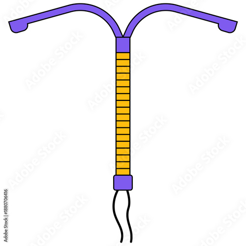 Intrauterine device illustration for sex ed. Contraception day and reproduction health. Vector isolated.