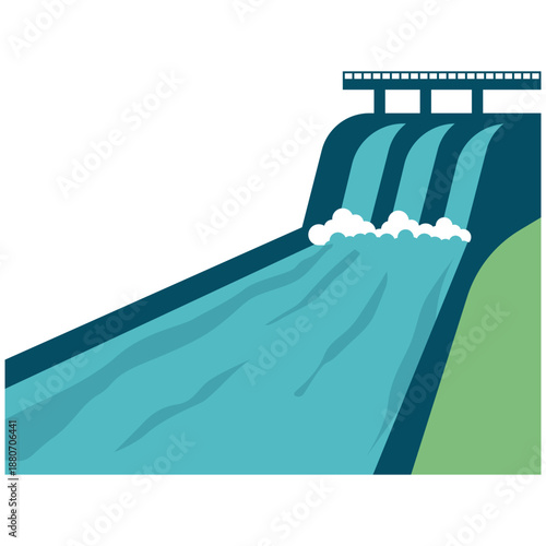 Clean energy day illustration. Green, renewable energy source, wind turbine, solar panel, hydroelectric vector isolated.