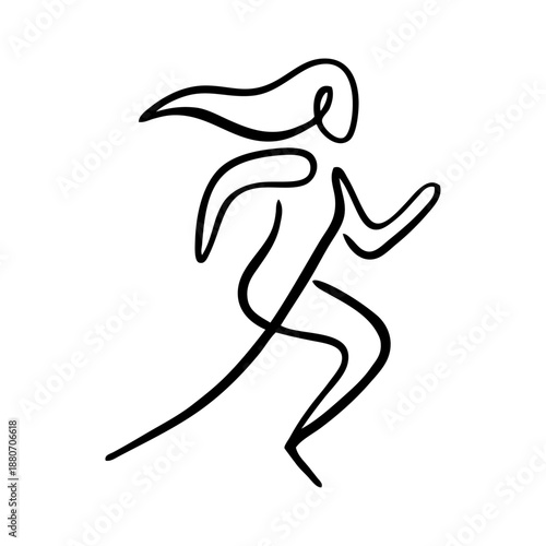 Logo entrenamiento físico. Dibujo sencillo con líneas de una mujer atlética corriendo 