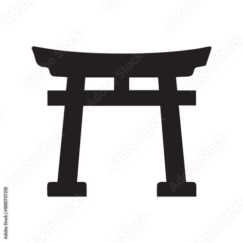 Shinto Shrine icon silhouette vector with white background
