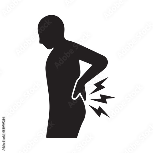 Back Pain icon silhouette vector with white background
