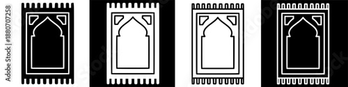 Minimalist Outline Illustration of a Traditional Islamic Prayer Mat (Sajadah) for Worship