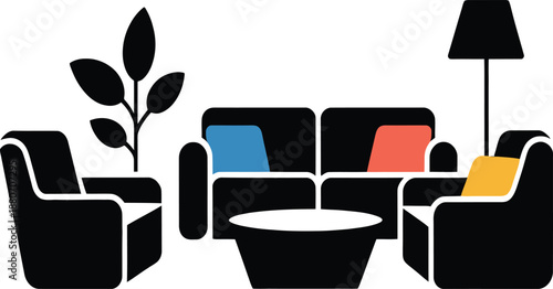 Armchair Icon Set – Modern Lounge Chair 