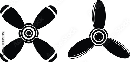 propeller, aircraft, aviation, engine, vector, icon, silhouette, plane, fan, blade, air, flight, technology, industrial, rotate