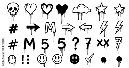 Hand Drawn Numbers Question Marks Arrows Symbols Doodle Vector Bundle
