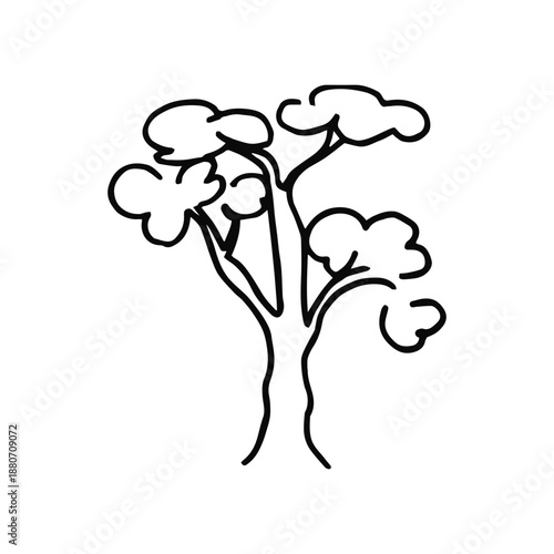 Tree linear sketch on white background