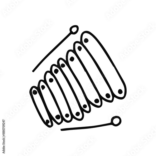 xylophone sketch linear on white background