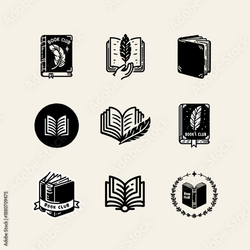 ook Club Logo, Minimal Reading Logo, Book Club Branding, Feminine Line Art Book Logo, Elegant Literary Logo, Modern Reading Club Identity, Book Lover Icon, Reading Club Logo, Book Icon Clipart, Litera