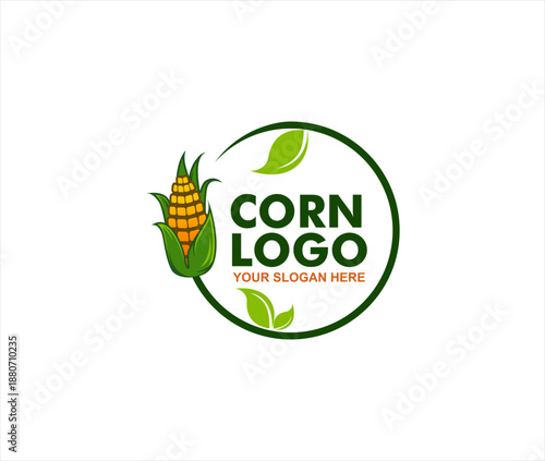 Corn logo label illustration vector design cartoon flat style agriculture logo