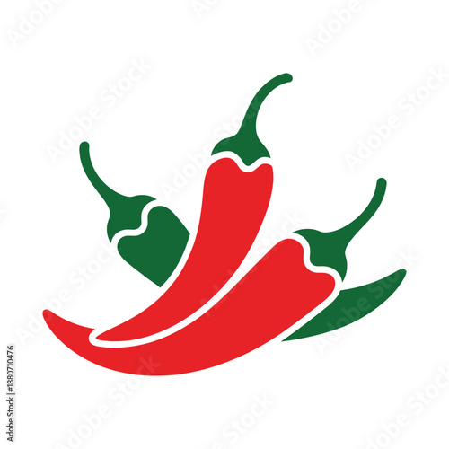 Red and Green Chili Peppers Illustration on White Background