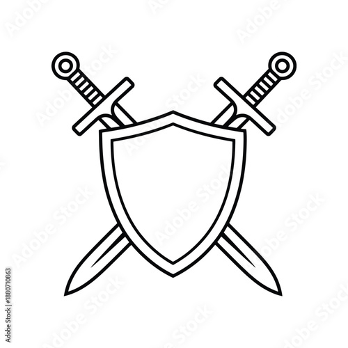 Crossed Swords and Shield Illustration - Protection and Strength