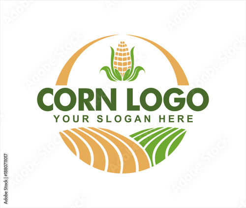 Corn logo label illustration vector design cartoon flat style agriculture logo