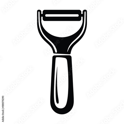 Black Safety Razor with Handle on White Background, Simple Design