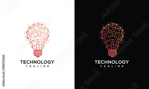 Illuminated lightbulb icons symbolizing technology and innovation on contrasting backgrounds from a straightforward viewpoint