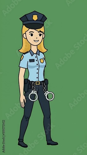 Diverse Police Officers Collection Icons Kit Uniform Accessories