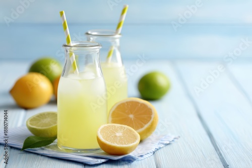 Homemade citrus lemonade on summer table fresh and natural drink concept