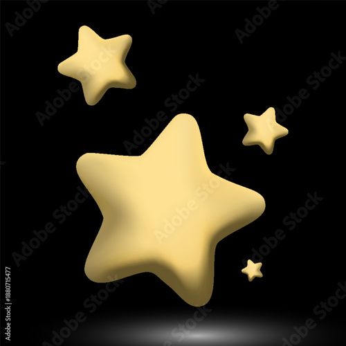 Floating yellow stars isolated on a black background.