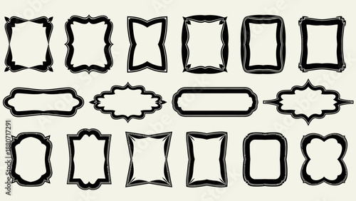 Ornamental Frame Designs Vector – Elegant Black Decorative Borders with Shadows for Labels, Scrapbooking, Graphic Design, Invitations, and Visual Content Enhancement