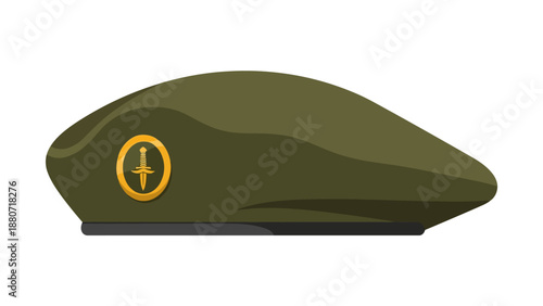 Green beret with gold emblem