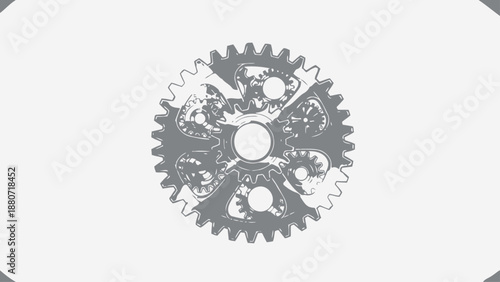 Close-up of a mechanical gear with intricate teeth and inner components.