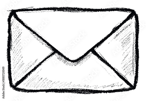 Hand drawn crayon style envelope icon perfect for messaging applications communication concepts and educational materials or rustic interface components