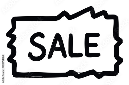Bold black handwritten brushstroke effect sale text inside a distressed jagged frame ideal for promotional advertisements and special offers