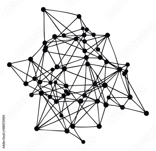 Abstract visualization of a complex network featuring multiple interconnected nodes and lines illustrating data communication and relationship dynamics perfect for tech and science projects.