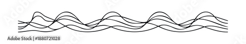 Dynamic abstract black wavy lines creating a rhythmic visual flow, perfect for a modern graphic background, technological visualization, or conceptual design