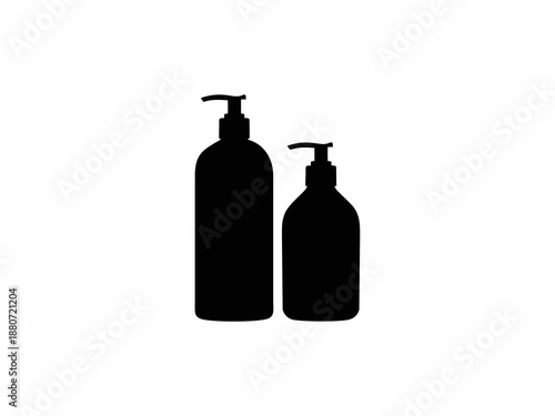 vector silhouettes of shampoo and conditioner on white background