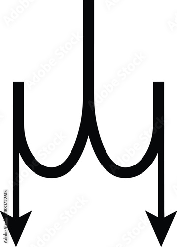 Triple Down Arrow Flow Vector Illustration