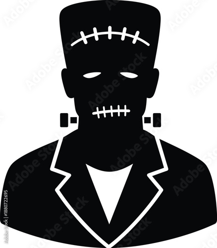 Frankenstein Monster Head Silhouette Vector Illustration