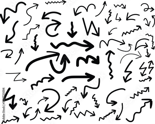 Collection of hand drawn arrows pointing in various directions