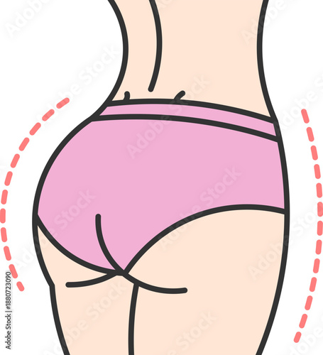 Minimalist vector illustration of a female body focusing on buttocks and body shaping