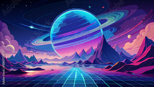 Vibrant planetary landscape