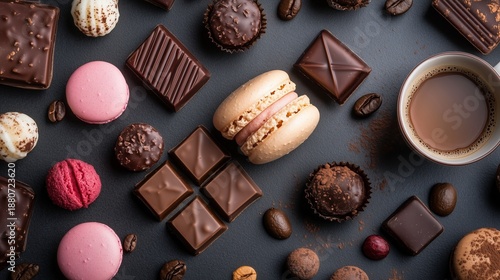 Wallpaper Mural Sweet treats and coffee arranged on a table showcasing various chocolates and pastries Torontodigital.ca