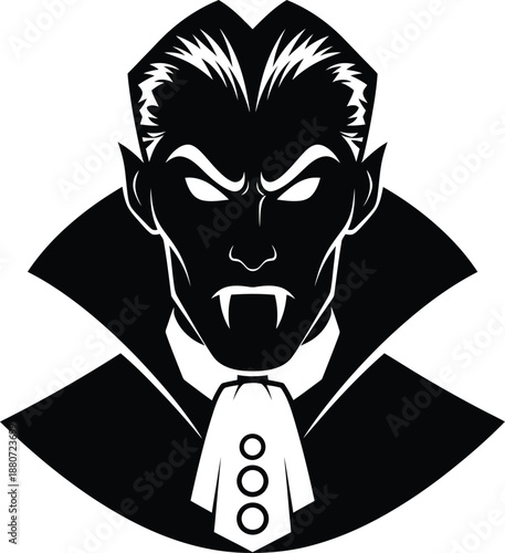 Vampire Dracula Face Silhouette Vector Illustration