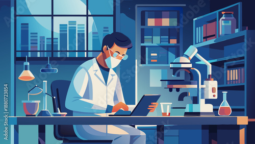 Scientist conducting experiment in modern lab