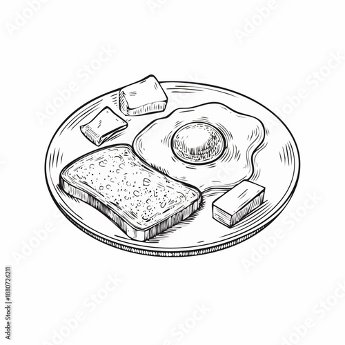 Cute and simple breakfast trio in black and white outline style
