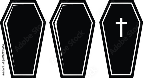 Coffin Set Halloween Silhouette Vector