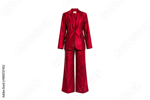 Vibrant red suit jacket and pants isolated on transparent background