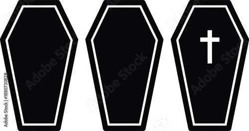 Coffin Set Halloween Vector Illustration