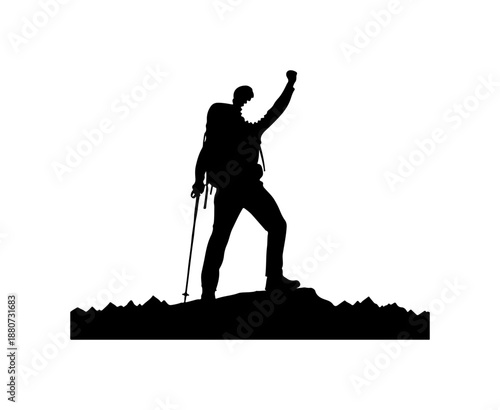 Hiker Conquering Mountain Peak