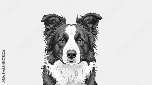Close-up Portrait of a Regal Border Collie Dog with Striking Black and White Coat