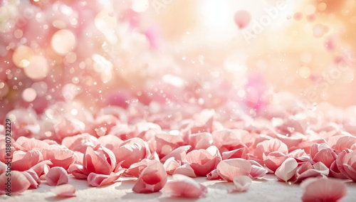 Petals Cover the Ground in a Garden Filled With Flowers and Sunlight During S...