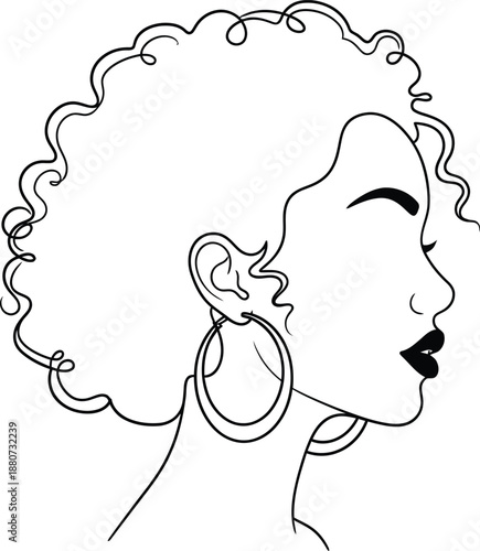 Afro textured hair woman profile portrait