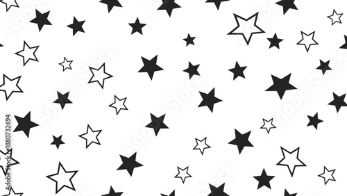 Seamless Pattern of Black and White Stars on a White Background
