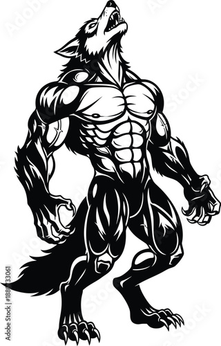 Strong Werewolf Mascot Illustration
